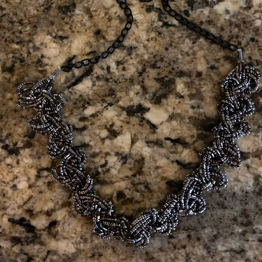 Beaded sliver necklace.